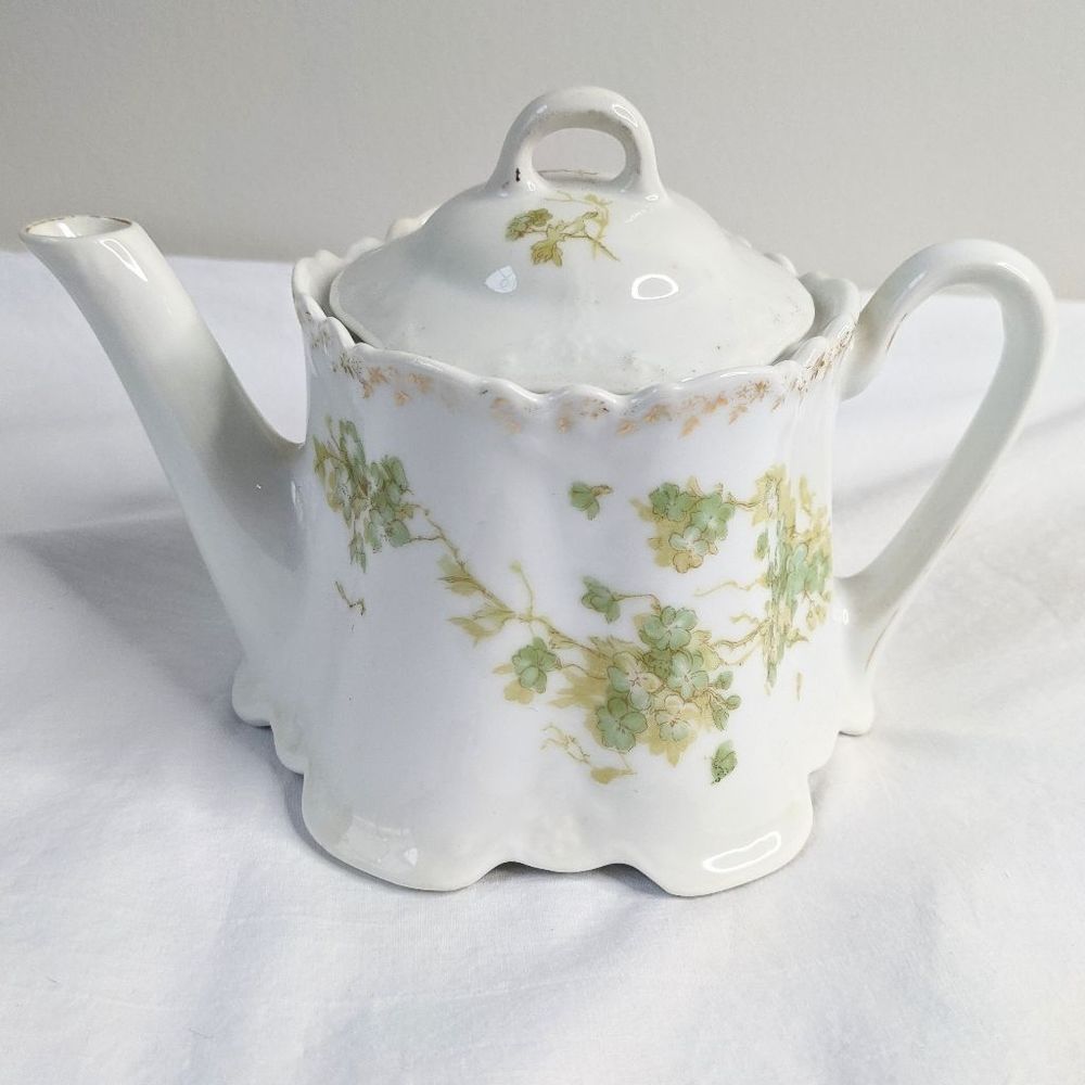 Antique Z S & C Bavaria German Demitasse Small Floral Print Teapot with Lid